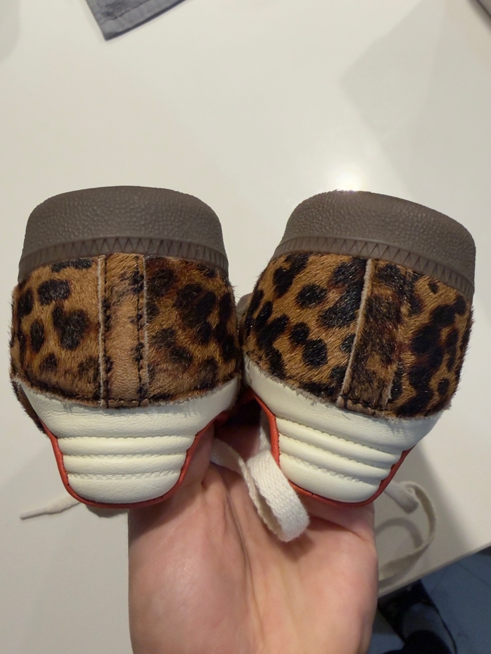 adidas Leopard Ponyhair Sneakers with White Stripes and Coral Lining - Picture 4 of 7